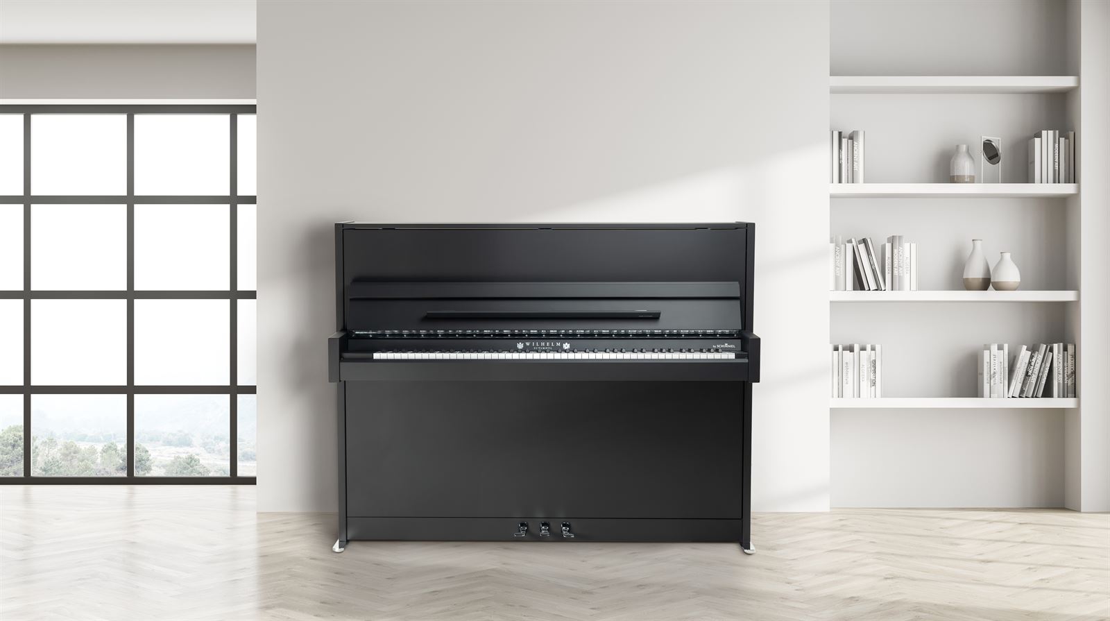 Wilhelm Schimmel W114M-ESM Upright Piano - Ebony Super Matte Satin