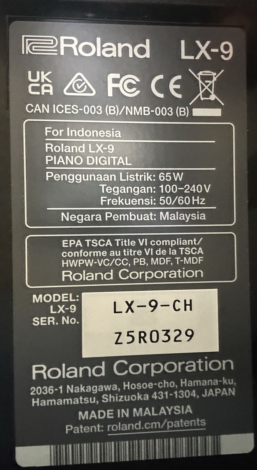 Pre-Owned Roland LX-9CH Digital Upright Piano Serial Z5R0329 c.2025